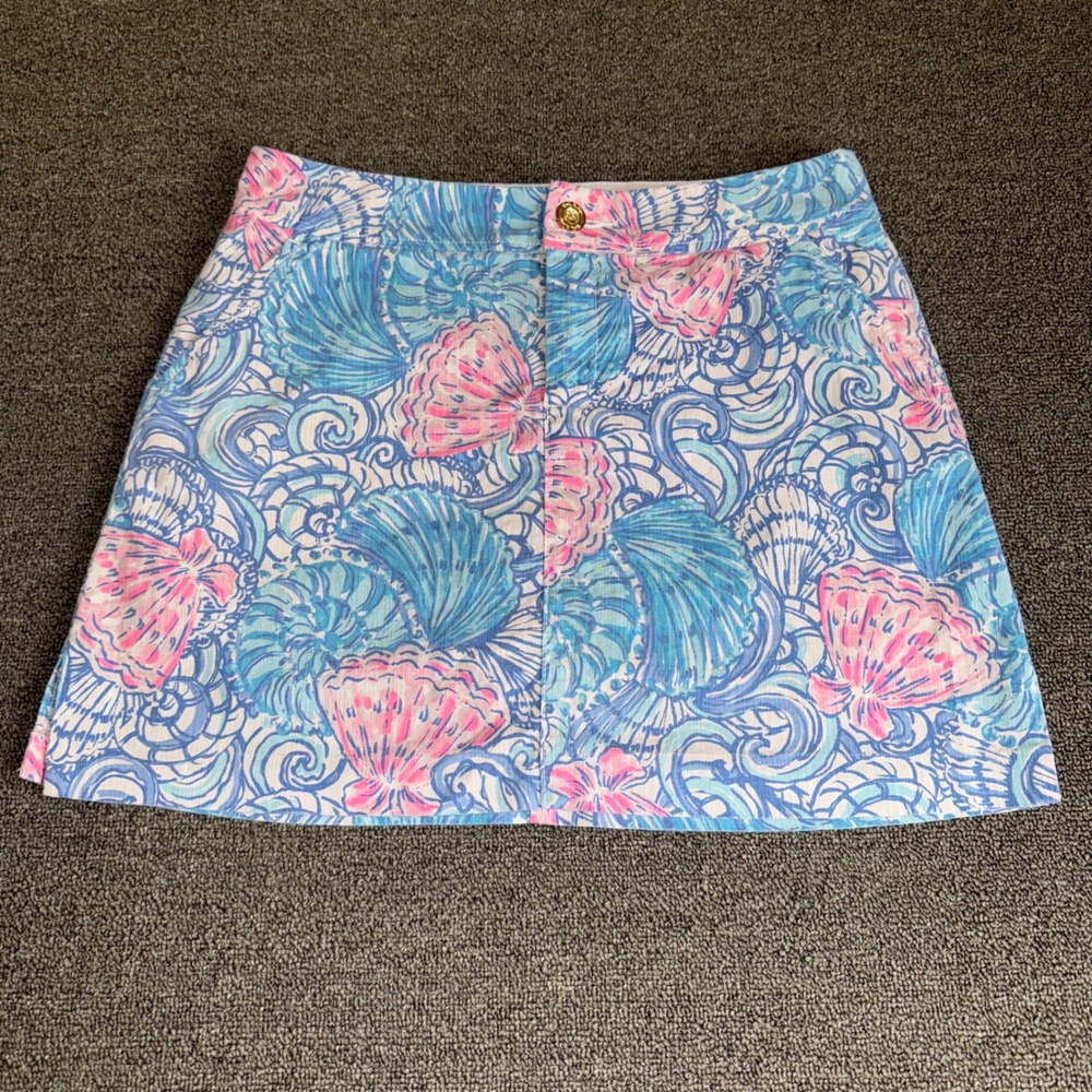 Lilly Pulitzer Madison Skort Shell Me About It Blue Pink Women's Size 6 Preppy